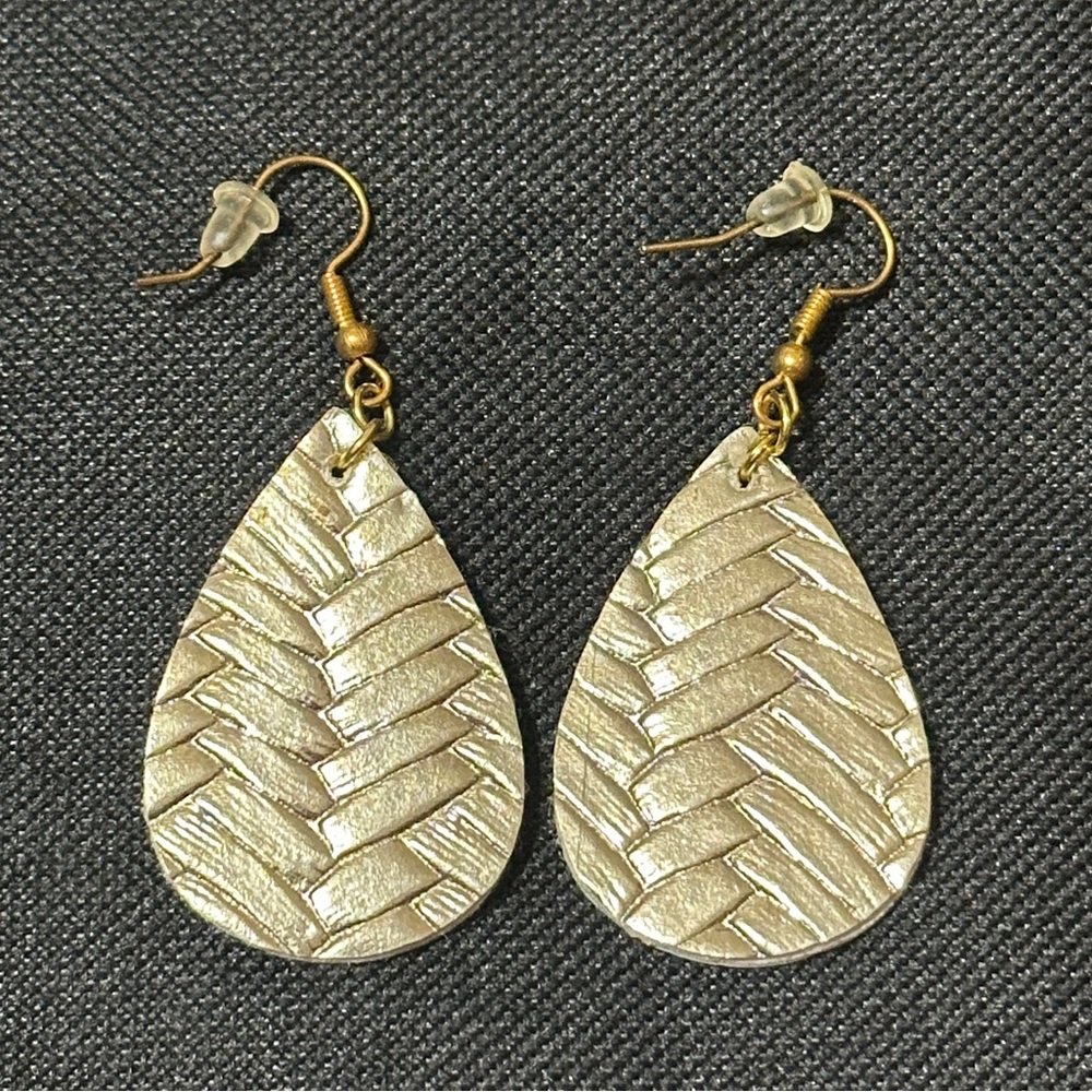 Faux Leather Earrings Lightweight Gold